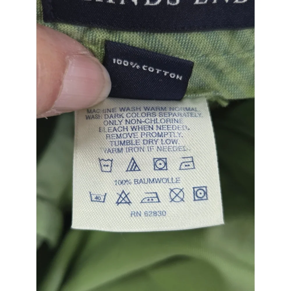 Lands End Mens Green Pleated Chino Pants 42 x 34 Cuffed Cotton Trousers 190311